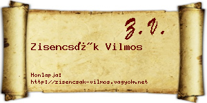 Zisencsák Vilmos névjegykártya